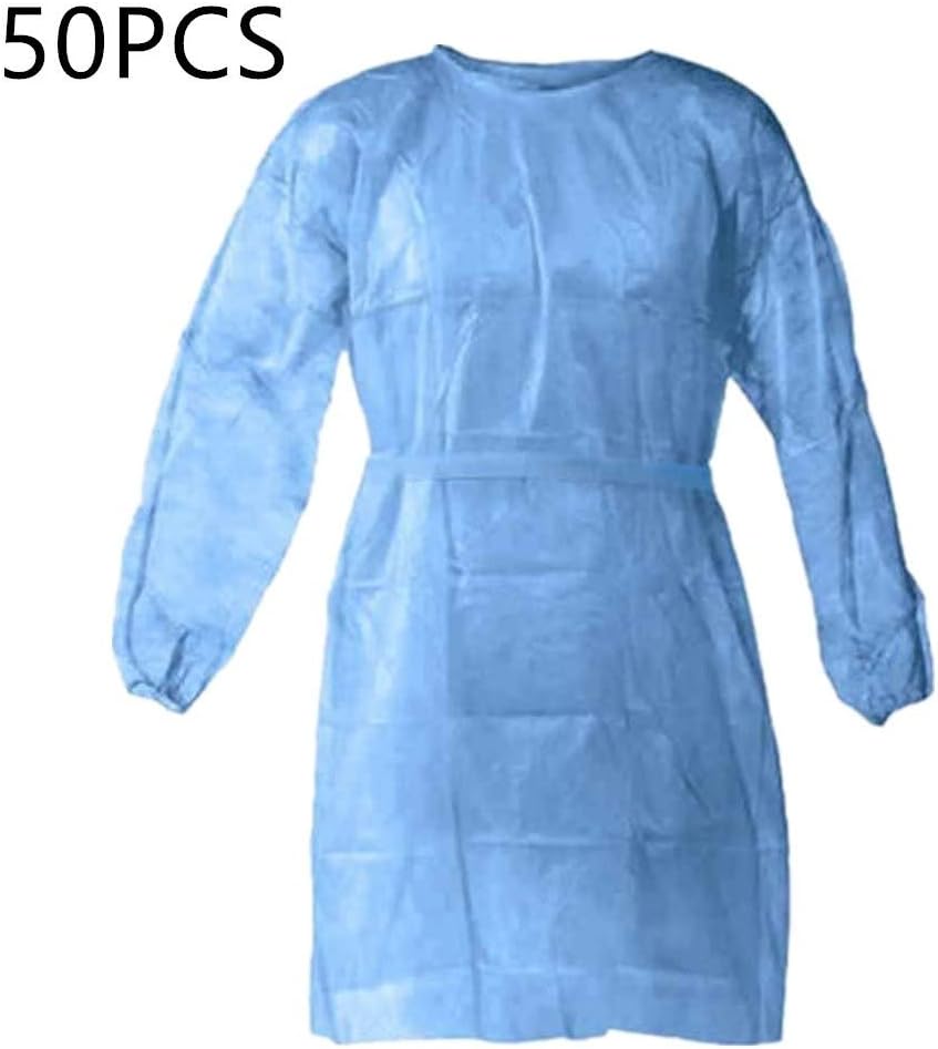 100pcs Disposable Protective Clothing, with Elastic Cuff, Knitted Cuff, Latex- Free, Non-Woven, FluidResistant, Dental, Hospital, Industries, Size Universal (100pcs)