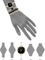 Anne Klein Women's Bangle Watch and Bracelet Set Black/Gold Lab-Grown