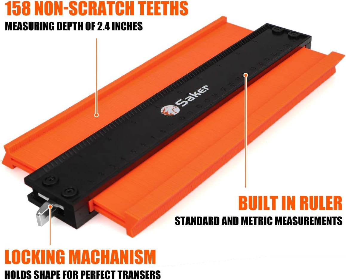 Saker Contour Gauge (10 Inch) Profile Tool with Adjustable Lock,Christmas Gifts for Men Women Dad Boyfriend Husband-Precisely Copy Irregular Shape Duplicator-Cool Gadgets for Woodworking Tool Tracing