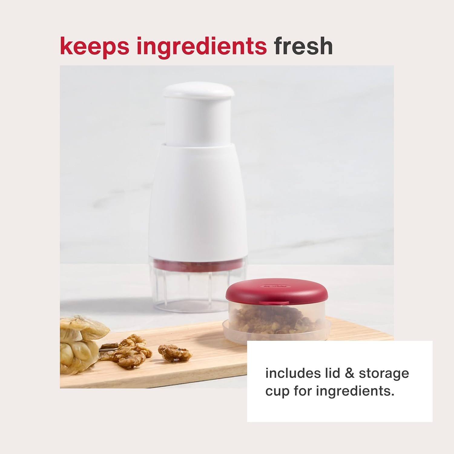 Zyliss Zick Zick Classic Food Chopper - Manual Food Chopper - Onion, Tomato & Vegetable Cutter - Stainless Steel & Dishwasher Safe Food Dicer - White, 9