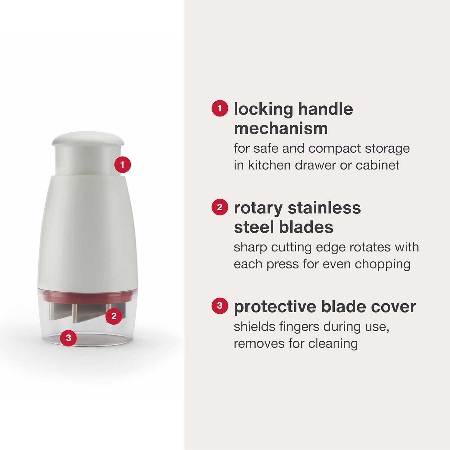 Zyliss Zick Zick Classic Food Chopper - Manual Food Chopper - Onion, Tomato & Vegetable Cutter - Stainless Steel & Dishwasher Safe Food Dicer - White, 9