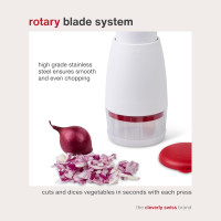 Zyliss Zick Zick Classic Food Chopper - Manual Food Chopper - Onion, Tomato & Vegetable Cutter - Stainless Steel & Dishwasher Safe Food Dicer - White, 9