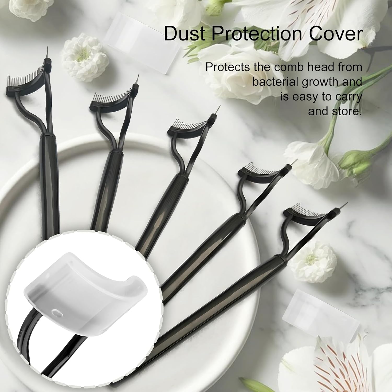 Eyelash Separation Comb Tool, Mascara Applicator, Eyelash Brush with Curved Design Makeup Brush, Comb Set Included (Black)