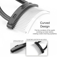Eyelash Separation Comb Tool, Mascara Applicator, Eyelash Brush with Curved Design Makeup Brush, Comb Set Included (Black)