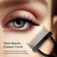 Eyelash Separation Comb Tool, Mascara Applicator, Eyelash Brush with Curved Design Makeup Brush, Comb Set Included (Black)