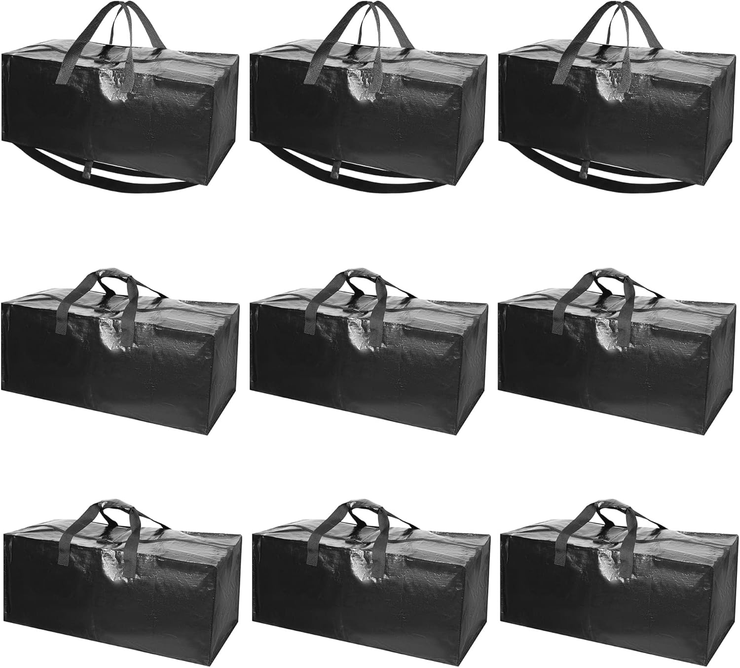 SUOCO Storage and Moving Bags 9 Pack, 3 Bags W/Backpack Straps, Heavy Duty Extra Large Clothing Containers for Clothes, Comforters, Blankets
