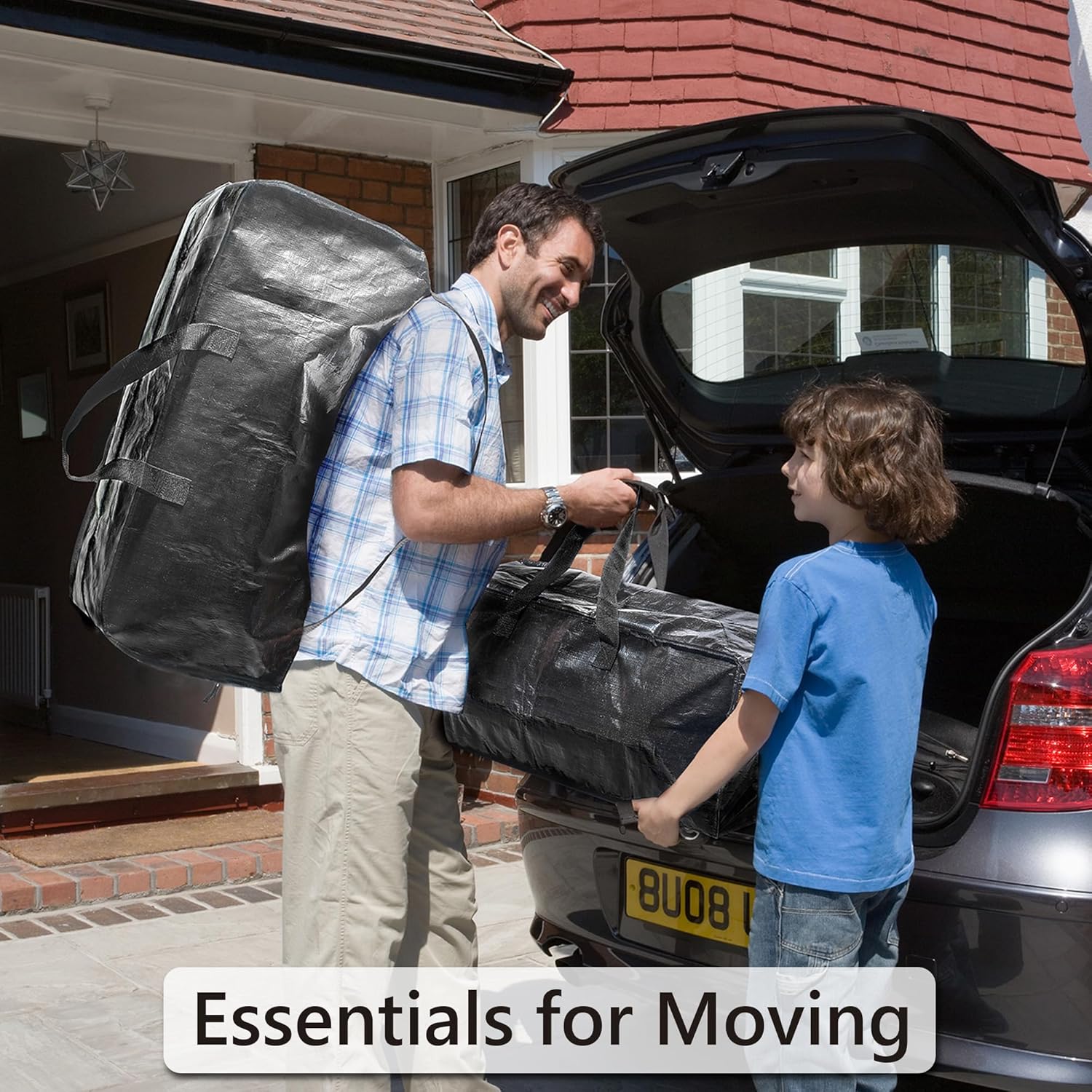 SUOCO Storage and Moving Bags 9 Pack, 3 Bags W/Backpack Straps, Heavy Duty Extra Large Clothing Containers for Clothes, Comforters, Blankets