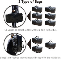 SUOCO Storage and Moving Bags 9 Pack, 3 Bags W/Backpack Straps, Heavy Duty Extra Large Clothing Containers for Clothes, Comforters, Blankets