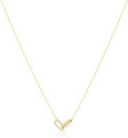 Freekiss Gold Pendant Necklace for Women, Dainty Diamond Necklaces for Women Simple 14K Gold Plated Paperclip Choker Necklaces Cute Minimalist Open Oval Necklaces Gold Jewelry for Women Gifts Gold CZ Paperclip-gold