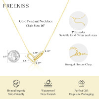 Freekiss Gold Pendant Necklace for Women, Dainty Diamond Necklaces for Women Simple 14K Gold Plated Paperclip Choker Necklaces Cute Minimalist Open Oval Necklaces Gold Jewelry for Women Gifts Gold CZ Paperclip-gold