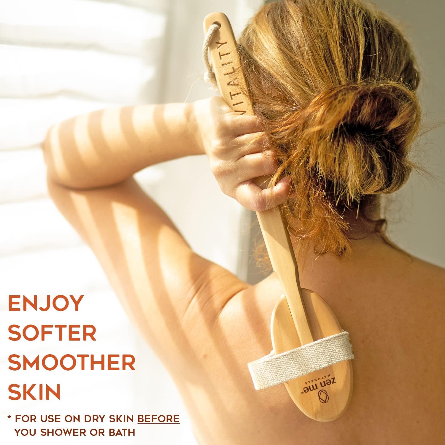 Premium Boar Brush by Zen Me, Exfoliating Brush with Medium Firm Natural Bristles for Cellulite and Lymphatic, Body Scrub Brush with Detox eBook Gift