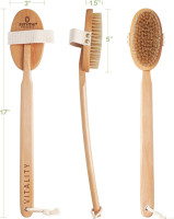 Premium Vegan Dry Brush by Zen Me, Exfoliate with Firm Cactus Bristles for Cellulite and Lymphatic, Body Scrub Brush for Vegan Skincare, with Detox eBook Gift 1-Pack Vegan Bristle