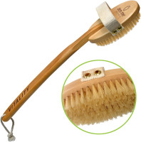 Premium Vegan Dry Brush by Zen Me, Exfoliate with Firm Cactus Bristles for Cellulite and Lymphatic, Body Scrub Brush for Vegan Skincare, with Detox eBook Gift 1-Pack Vegan Bristle