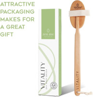 Premium Vegan Dry Brush by Zen Me, Exfoliate with Firm Cactus Bristles for Cellulite and Lymphatic, Body Scrub Brush for Vegan Skincare, with Detox eBook Gift 1-Pack Vegan Bristle