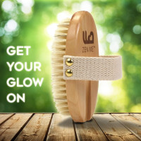 Premium Boar Brush by Zen Me, Exfoliating Brush with Medium Firm Natural Bristles for Cellulite and Lymphatic, Body Scrub Brush with Detox eBook Gift