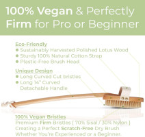 Premium Vegan Dry Brush by Zen Me, Exfoliate with Firm Cactus Bristles for Cellulite and Lymphatic, Body Scrub Brush for Vegan Skincare, with Detox eBook Gift 1-Pack Vegan Bristle