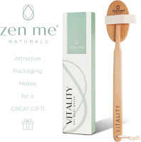 Premium Boar Brush by Zen Me, Exfoliating Brush with Medium Firm Natural Bristles for Cellulite and Lymphatic, Body Scrub Brush with Detox eBook Gift