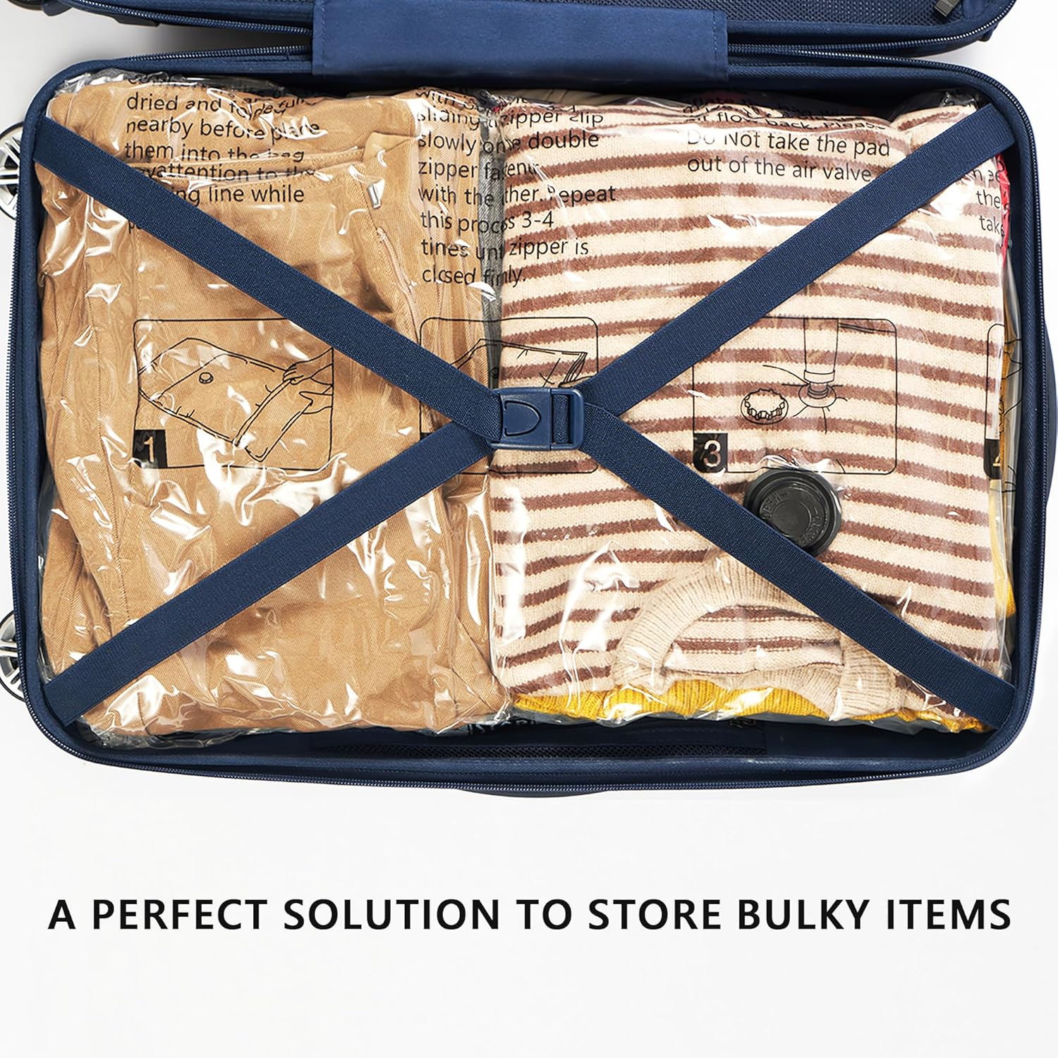 Vacuum Storage Bags, Compression Packing Space Saver Seal Bags for Clothing Bedding Comforters Blankets Pillows, 8 Combo