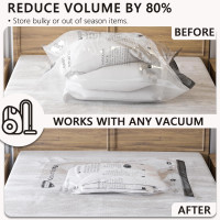 Vacuum Storage Bags, Compression Packing Space Saver Seal Bags for Clothing Bedding Comforters Blankets Pillows, 8 Combo