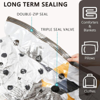 Vacuum Storage Bags (4 Jumbo, 4 Large), Space Saver Bags with Travel Hand Pump, Compression Airtight Sealer Bags for Clothes, Bedding, Pillows, Comforters, Blankets