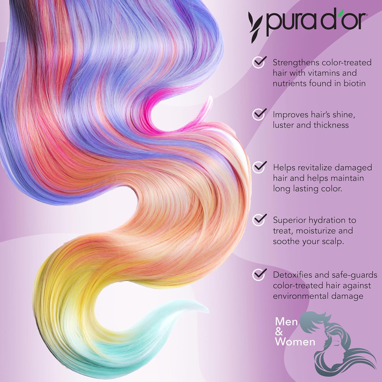PURA D'OR Purple Shampoo & Conditioner (16oz x 2) ColorHarmony Biotin Set For Bleached, Blonde, Silver & Color Treated Hair - Keratin, Bamboo Fiber, No Sulfates - Men & Women 32 Fl Oz (Pack of 1) Shampoo & Conditioner