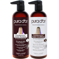 PURA D'OR Purple Shampoo & Conditioner (16oz x 2) ColorHarmony Biotin Set For Bleached, Blonde, Silver & Color Treated Hair - Keratin, Bamboo Fiber, No Sulfates - Men & Women 32 Fl Oz (Pack of 1) Shampoo & Conditioner
