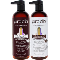 PURA D'OR Purple Shampoo & Conditioner (16oz x 2) ColorHarmony Biotin Set For Bleached, Blonde, Silver & Color Treated Hair - Keratin, Bamboo Fiber, No Sulfates - Men & Women 32 Fl Oz (Pack of 1) Shampoo & Conditioner
