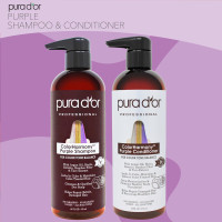 PURA D'OR Purple Shampoo & Conditioner (16oz x 2) ColorHarmony Biotin Set For Bleached, Blonde, Silver & Color Treated Hair - Keratin, Bamboo Fiber, No Sulfates - Men & Women 32 Fl Oz (Pack of 1) Shampoo & Conditioner