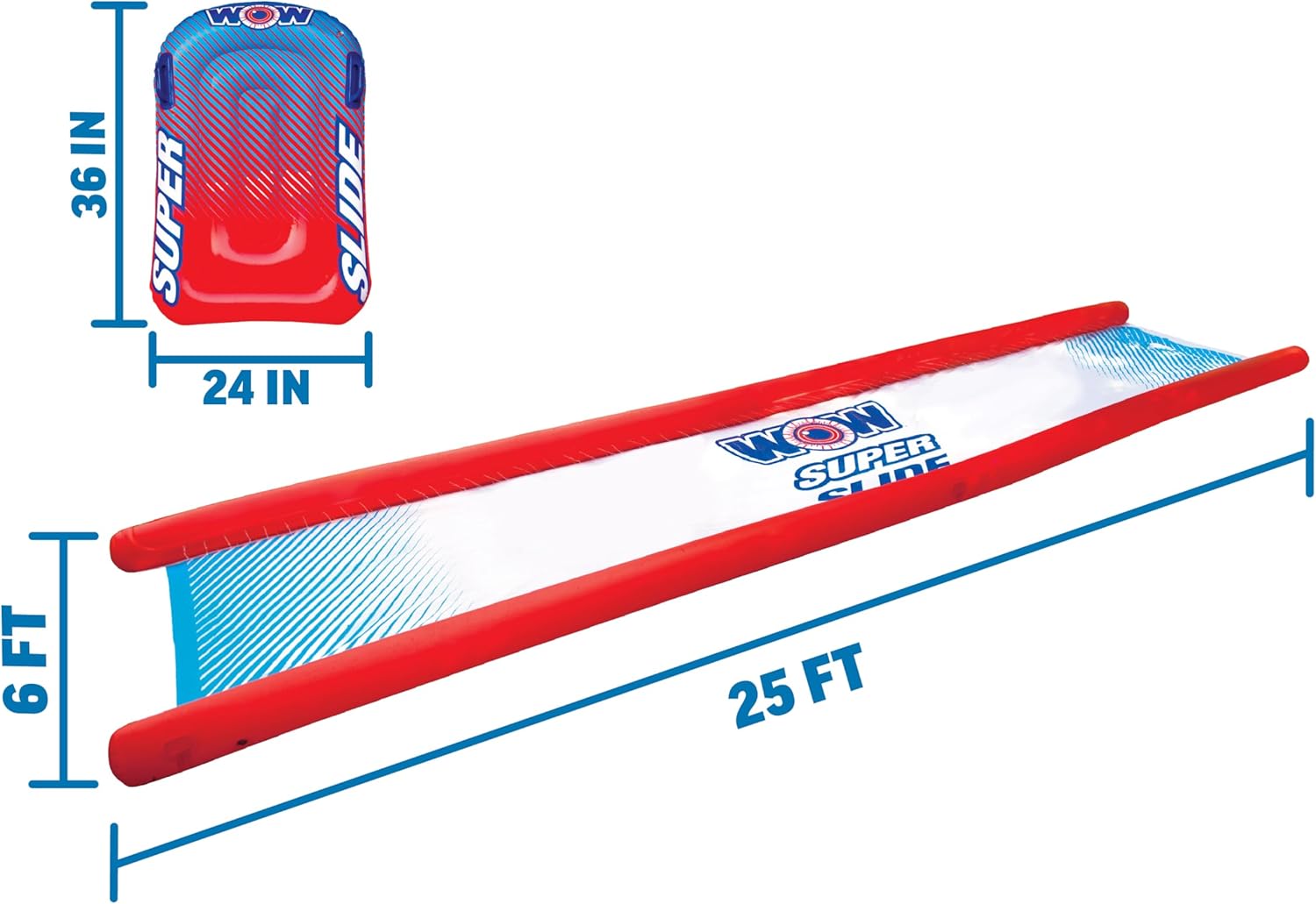 Wow Sports Super Inflatable Lawn Water Slide - 25 ft - Zigzag Sprinklers - Includes 2 Sleds - Kids & Adults