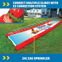 Wow Sports Super Inflatable Lawn Water Slide - 25 ft - Zigzag Sprinklers - Includes 2 Sleds - Kids & Adults