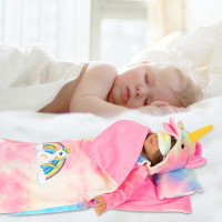 American 18 inch Doll Clothes and Sleeping Bag Set - Rainbow Unicorn Doll Costume with Unicorn Style Sleeping Bag, Pillow, Eye Mask Slumber Party Accessories Fits 18 Inch (NO Dolls) XFEYUE24