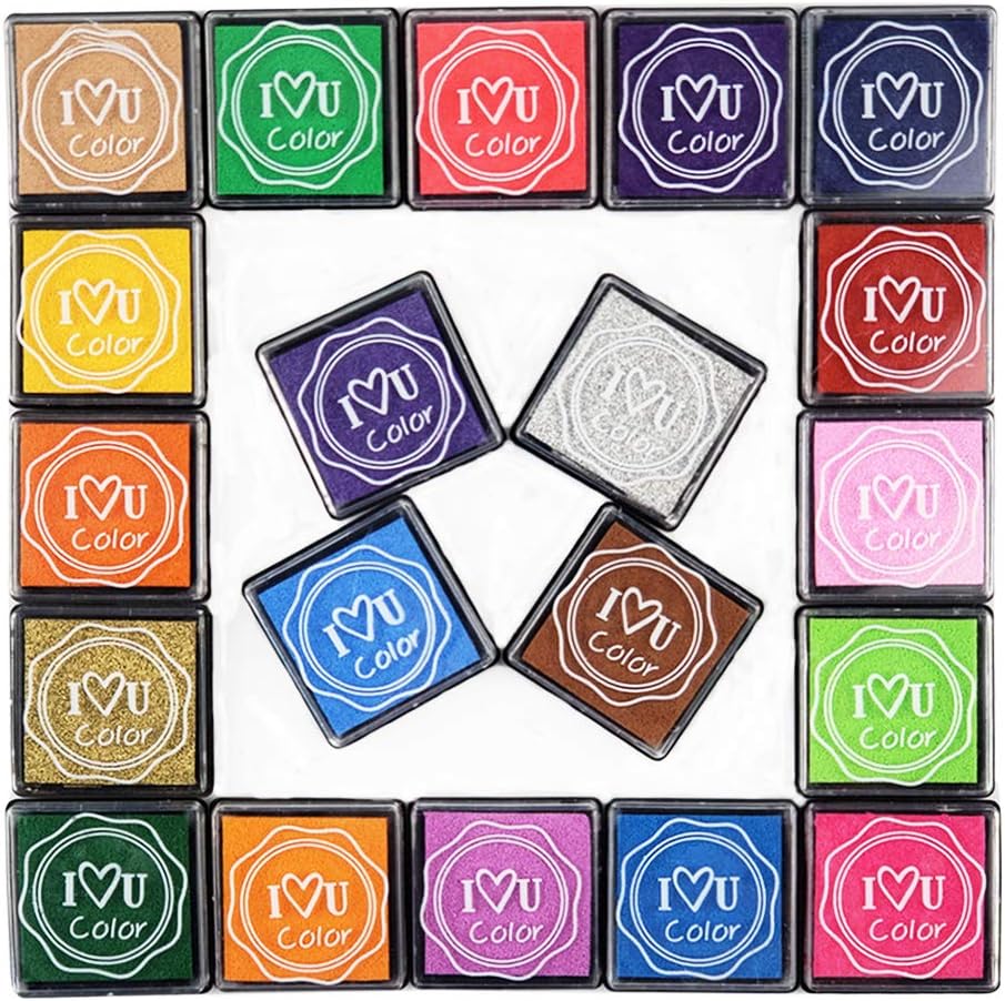 Washable Ink Pads for Kids Rubber Stamps, 20 Colors Stamp Ink Pads, Fingerprint Crafts Stamp Pad for Kids, Paper, Scrapbooking, Wood Fabric