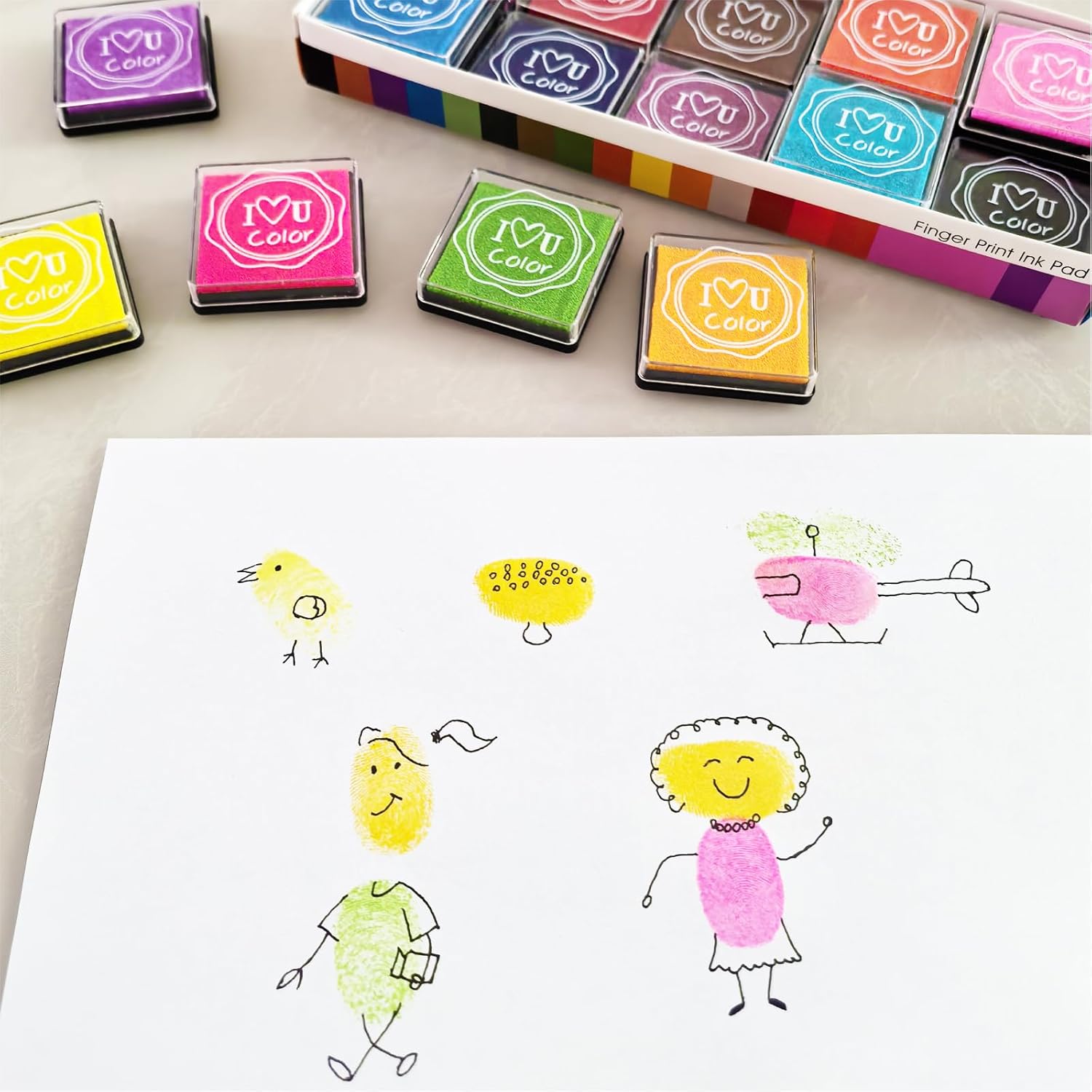 Washable Ink Pads for Kids Rubber Stamps, 20 Colors Stamp Ink Pads, Fingerprint Crafts Stamp Pad for Kids, Paper, Scrapbooking, Wood Fabric