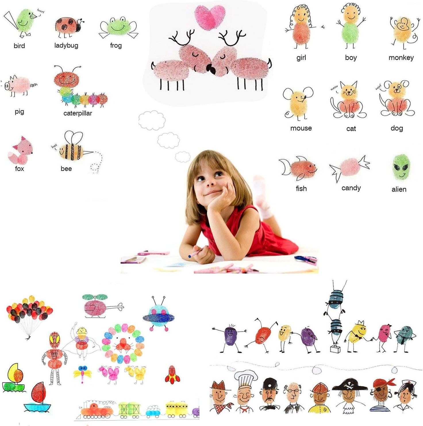 Ink Pads for Kids, 20 Colors Craft Ink Pad, Washable Finger Ink Pads for Stamps, Paper, Scrapbooking, Wood Fabric