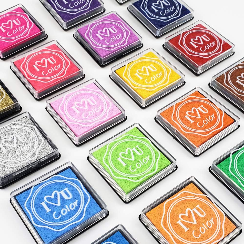 Ink Pads for Kids, 20 Colors Craft Ink Pad, Washable Finger Ink Pads for Stamps, Paper, Scrapbooking, Wood Fabric