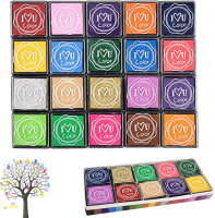 Ink Pads for Kids, 20 Colors Craft Ink Pad, Washable Finger Ink Pads for Stamps, Paper, Scrapbooking, Wood Fabric