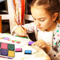 Ink Pads for Kids, 20 Colors Craft Ink Pad, Washable Finger Ink Pads for Stamps, Paper, Scrapbooking, Wood Fabric