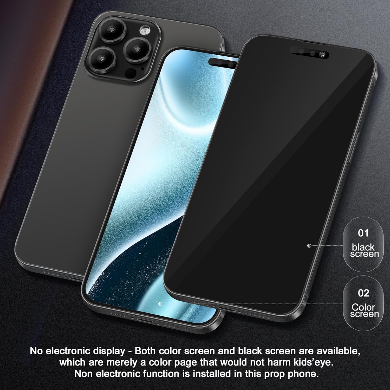 Non-Working Replica Realistic Pretend Play Phones Dummy Display Phone Model for Phone 15 Plus Fake Model Phone Baby Cell Phone Toy (for 15 Plus Blue blackscreen)