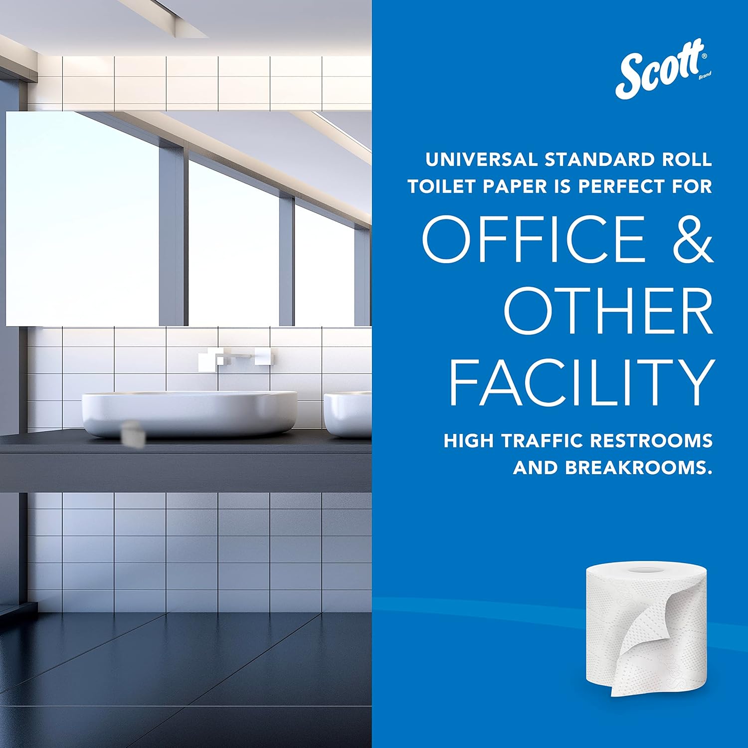 Scott Professional Standard Roll Bulk Toilet Paper (04460), 2-Ply, Elevated Design, White, Individually Wrapped (80 Rolls of 550 Sheets, 44,000 Sheet Total) 550 sheet (Pack of 80)
