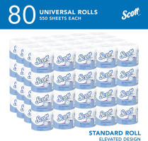 Scott Professional Standard Roll Bulk Toilet Paper (04460), 2-Ply, Elevated Design, White, Individually Wrapped (80 Rolls of 550 Sheets, 44,000 Sheet Total) 550 sheet (Pack of 80)