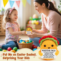 LuoHere Positive Crochet Taco Birthday Gifts for Women Men Easter Basket Stuffers Essentials Adult Kids Son Mom Dad Daughter Sister Friend Coworkers Self Care Emotional Inspirational Support Pick-me-up