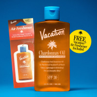 Vacation Chardonnay Oil SPF 30 & Air Freshener Bundle, Hydrating & Nourishing, Lightweight, Transparent on All Skin Tones, Water-Resistant, Travel Size Sunscreen, 3.4 Fl. Oz.