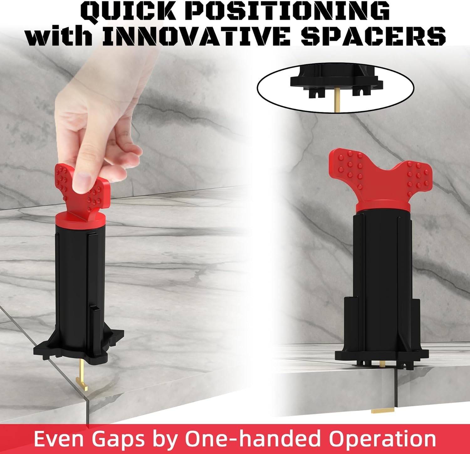 Tile Leveling System, Reusable Tile Spacer Leveling System, Tile Tools for Installation Self Leveling, Tiling Tools and Accessories (40 Sets+40 Extra Pins) 40sets-black