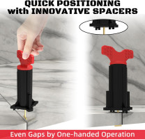 Tile Leveling System, Reusable Tile Spacer Leveling System, Tile Tools for Installation Self Leveling, Tiling Tools and Accessories (40 Sets+40 Extra Pins) 40sets-black