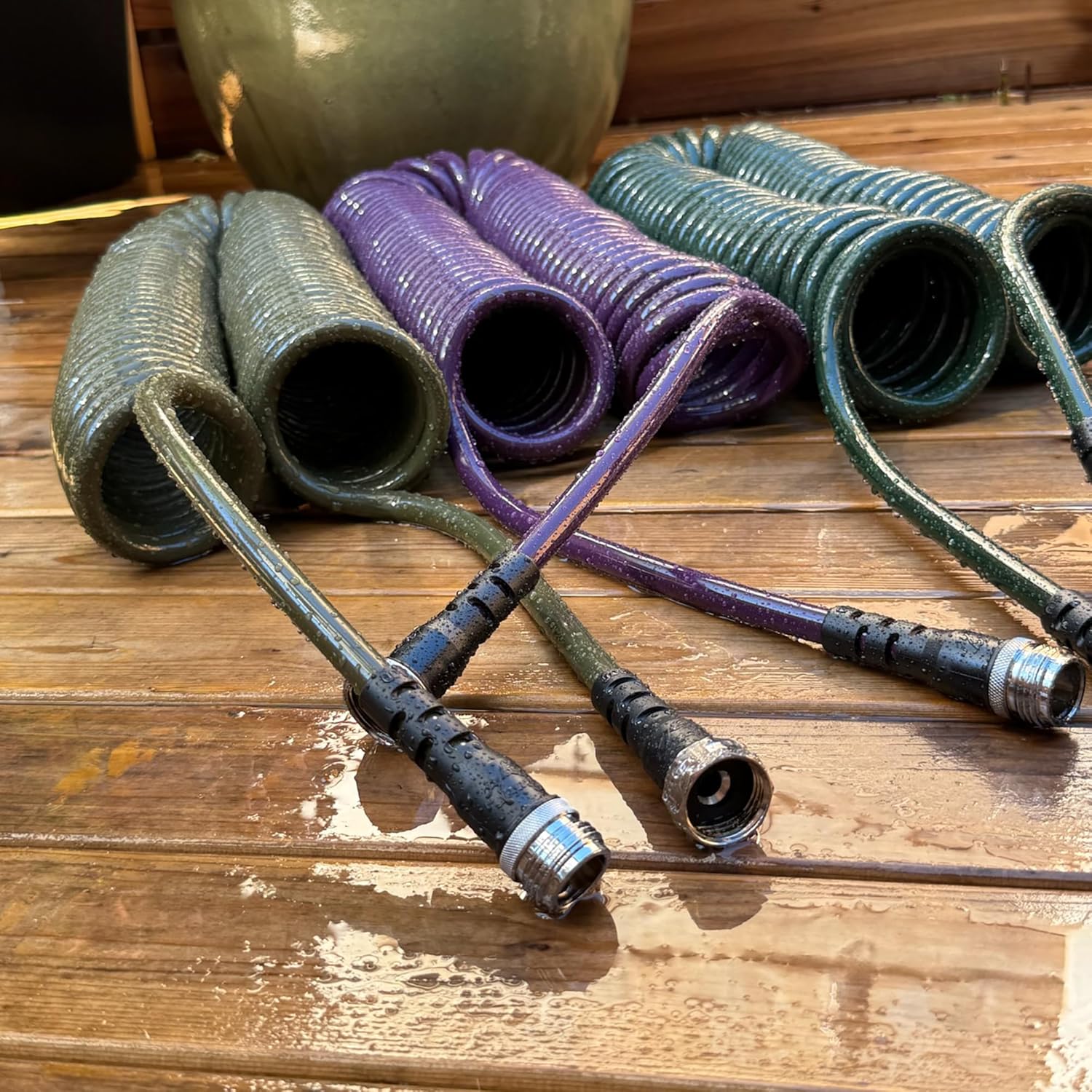 Water Right 300 Series Polyurethane Coil Garden Hose, 50-Foot x 3/8-Inch, Olive hardware tubing 50-Foot Olive