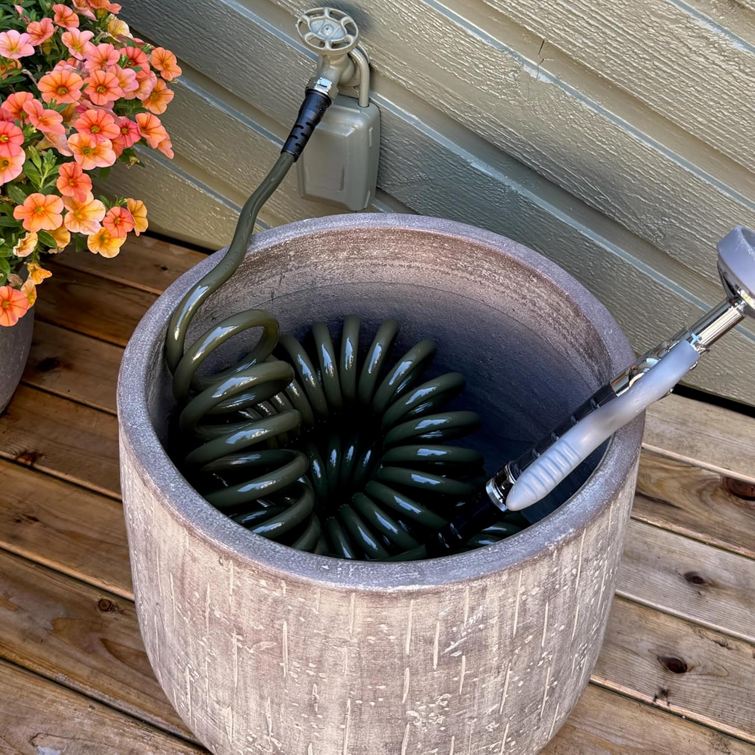 Water Right 300 Series Polyurethane Coil Garden Hose, 50-Foot x 3/8-Inch, Olive hardware tubing 50-Foot Olive