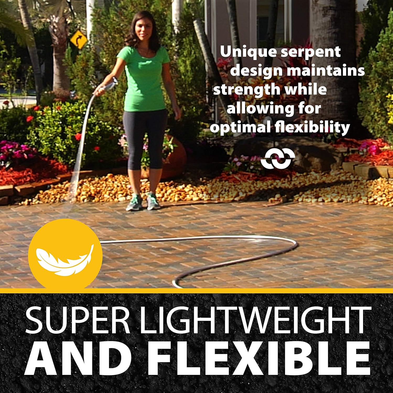 BIONIC STEEL 100 Ft Metal Garden Hose with Sprayer Nozzle, Non Kinking Designed Stainless Steel Heavy Duty Water Hose 100 Ft x 5/8 in. Flexible NON Expandable for Uninterrupted Water Flow, 500 PSI 100'