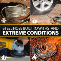 BIONIC STEEL 100 Ft Metal Garden Hose with Sprayer Nozzle, Non Kinking Designed Stainless Steel Heavy Duty Water Hose 100 Ft x 5/8 in. Flexible NON Expandable for Uninterrupted Water Flow, 500 PSI 100'