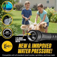 BIONIC STEEL 100 Ft Metal Garden Hose with Sprayer Nozzle, Non Kinking Designed Stainless Steel Heavy Duty Water Hose 100 Ft x 5/8 in. Flexible NON Expandable for Uninterrupted Water Flow, 500 PSI 100'