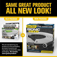 BIONIC STEEL 100 Ft Metal Garden Hose with Sprayer Nozzle, Non Kinking Designed Stainless Steel Heavy Duty Water Hose 100 Ft x 5/8 in. Flexible NON Expandable for Uninterrupted Water Flow, 500 PSI 100'